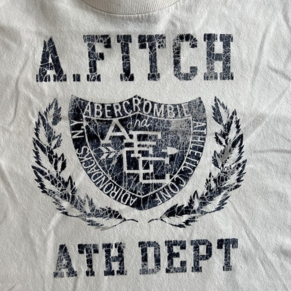 Y2K Abercrombie & Fitch Shirt Mens Large White A. Fitch Ath Dept Muscle Tee - Picture 2 of 7